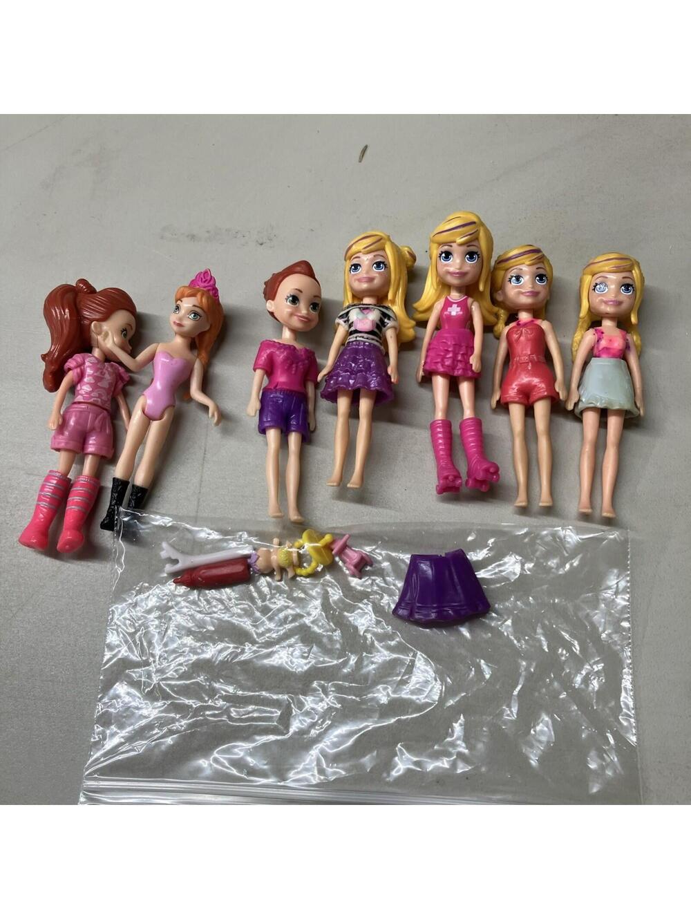 Lot Of 7 Polly Pocket Articulated Dolls—Miniatures-Collectible Toys